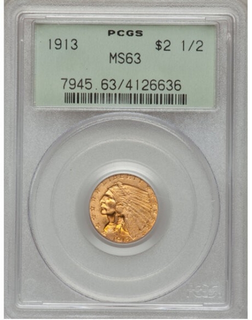 Picture of 1913 $2.50 Indian Head Quarter Eagle MS63