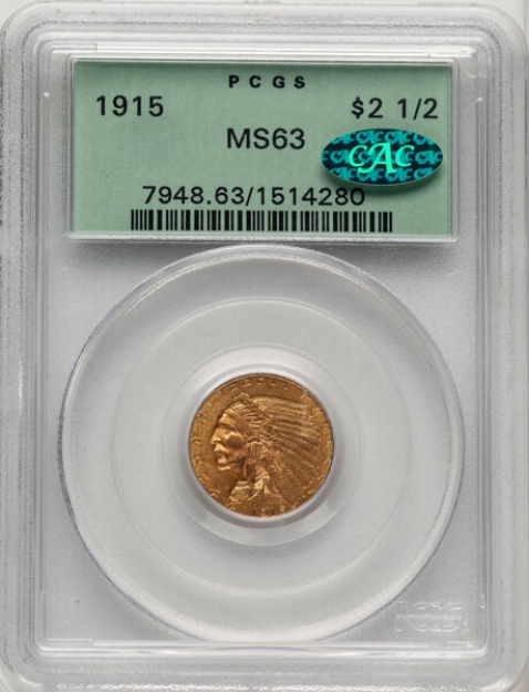 Picture of 1915 $2.50 Indian Head Quarter Eagle MS63