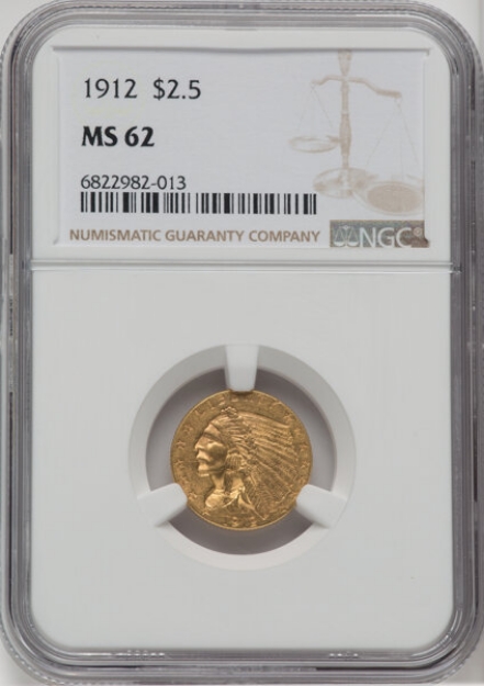 Picture of 1912 $2.50 Indian Head Quarter Eagle MS62