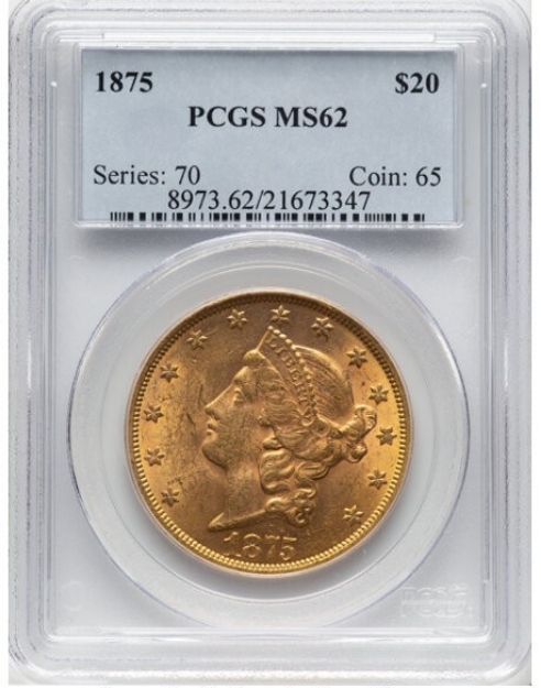Picture of 1875 $20 Liberty Double Eagle MS62