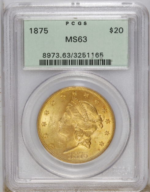 Picture of 1875 $20 Liberty Double Eagle MS63