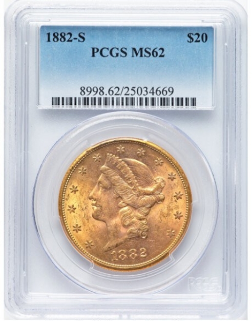 Picture of 1882S $20 Liberty Double Eagle MS62