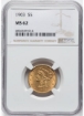 Picture of 1903 $5 Liberty Half Eagle MS62