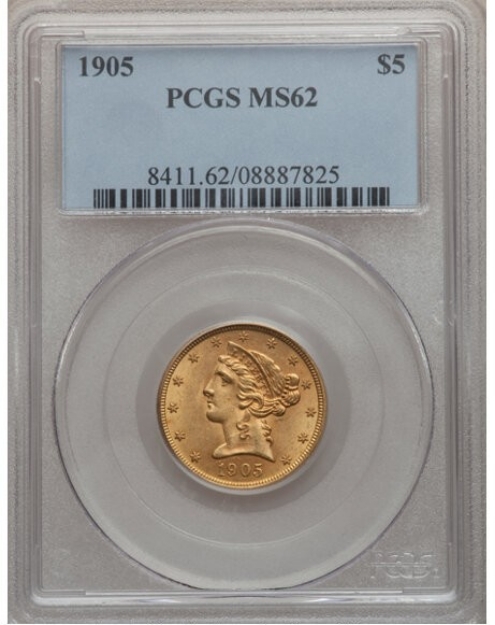 Picture of 1905 $5 Liberty Half Eagle MS62