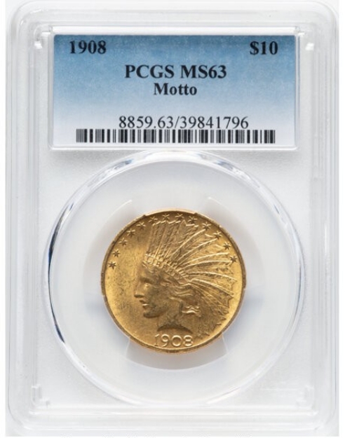 Picture of 1908WM $10 Indian Head Eagle MS63