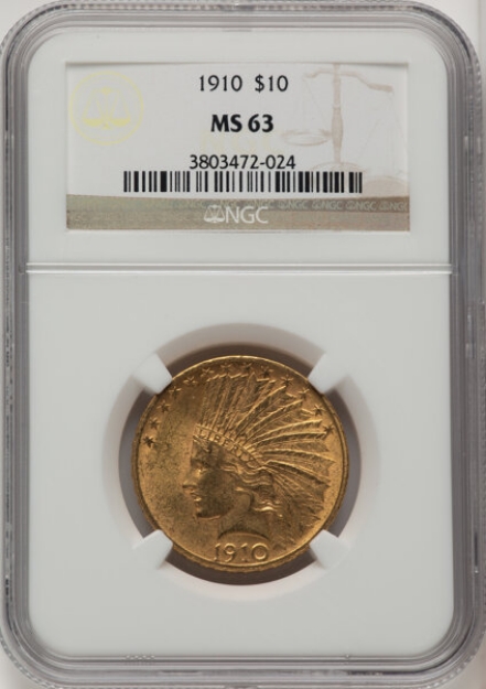 Picture of 1910 $10 Indian Head Eagle MS63