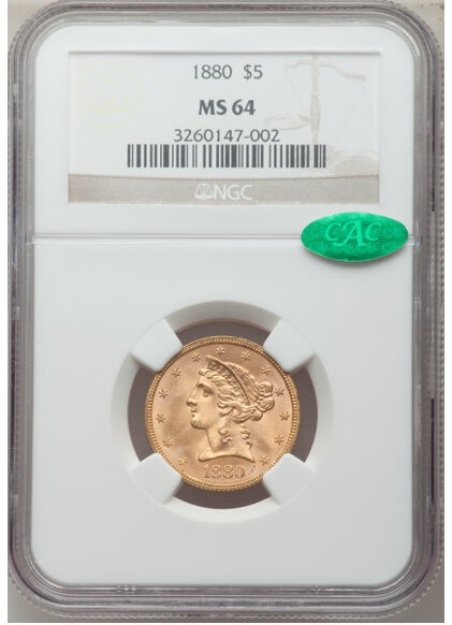 Picture of 1880 $5 Liberty Half Eagle MS64
