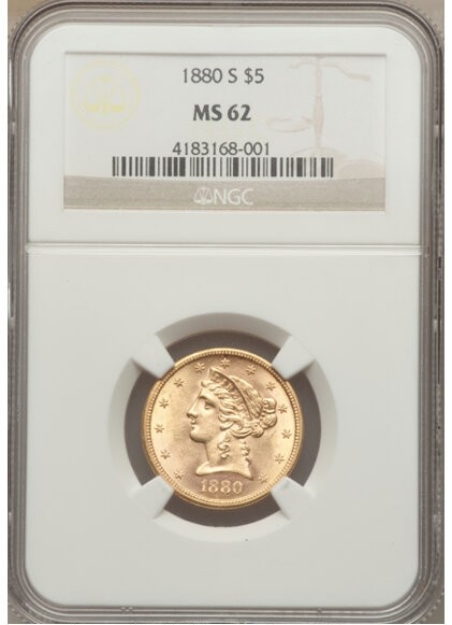 Picture of 1880S $5 Liberty Half Eagle MS62