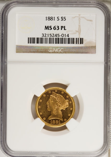 Picture of 1881S $5 Liberty Half Eagle MS63