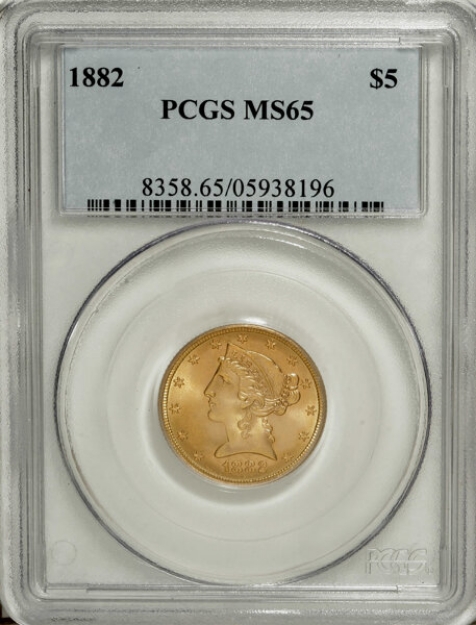 Picture of 1882 $5 Liberty Half Eagle MS65