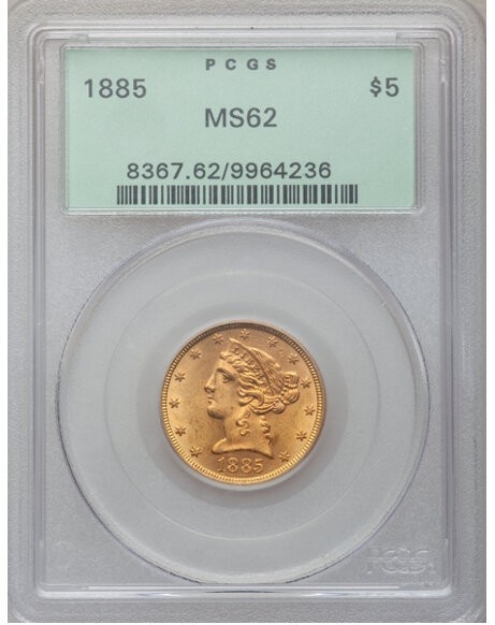 Picture of 1885 $5 Liberty Half Eagle MS62