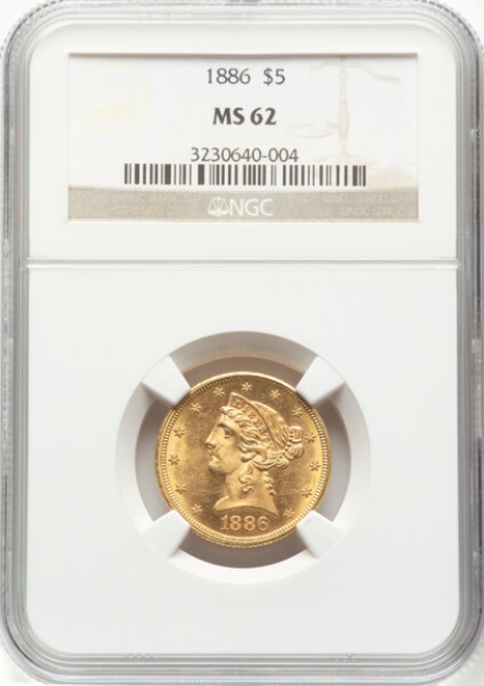 Picture of 1886 $5 Liberty Half Eagle MS62