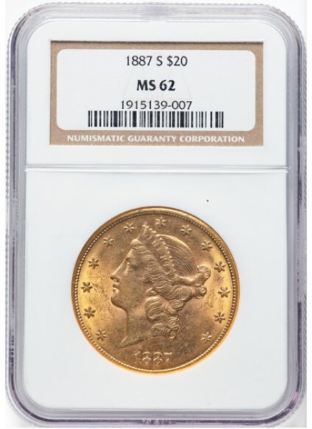 Picture of 1887S $20 Liberty Double Eagle MS62