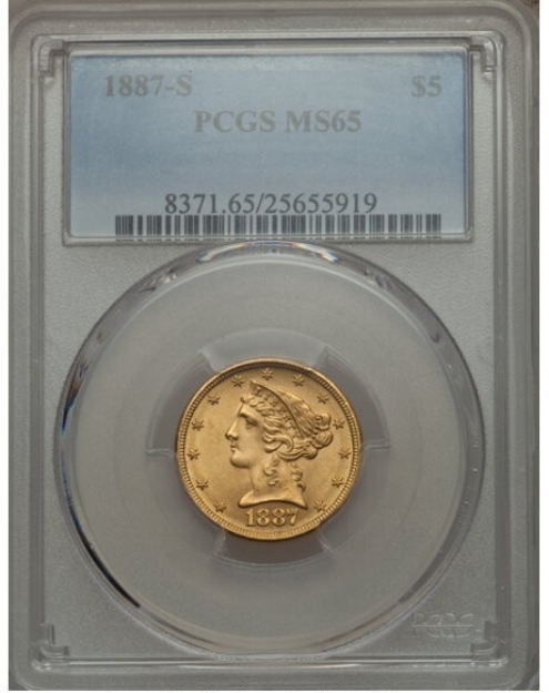 Picture of 1887S $5 Liberty Half Eagle MS65