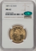 Picture of 1891CC/CC $10 Liberty Eagle MS62
