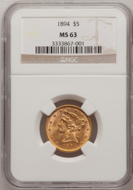 Picture of 1894 $5 Liberty Half Eagle MS63