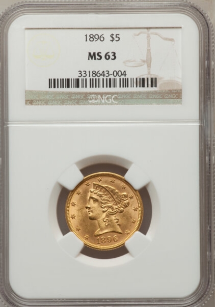 Picture of 1896 $5 Liberty Half Eagle MS63
