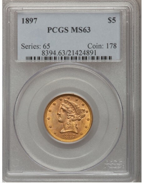 Picture of 1897 $5 Liberty Half Eagle MS63