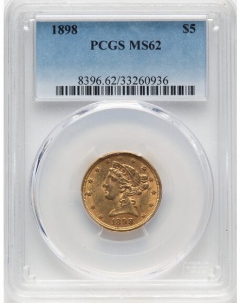 Picture of 1898 $5 Liberty Half Eagle MS62