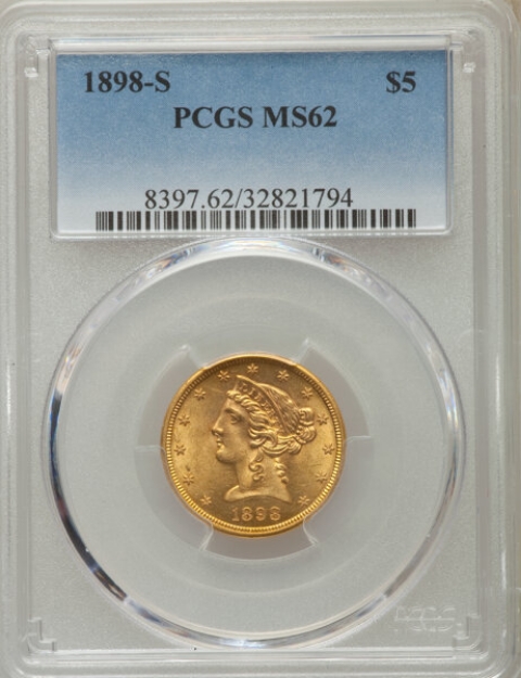 Picture of 1898S $5 Liberty Half Eagle MS62