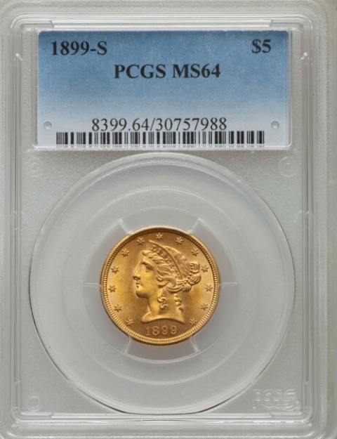Picture of 1899S $5 Liberty Half Eagle MS64
