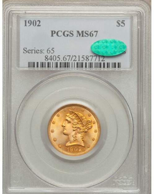 Picture of 1902 $5 Liberty Half Eagle MS67