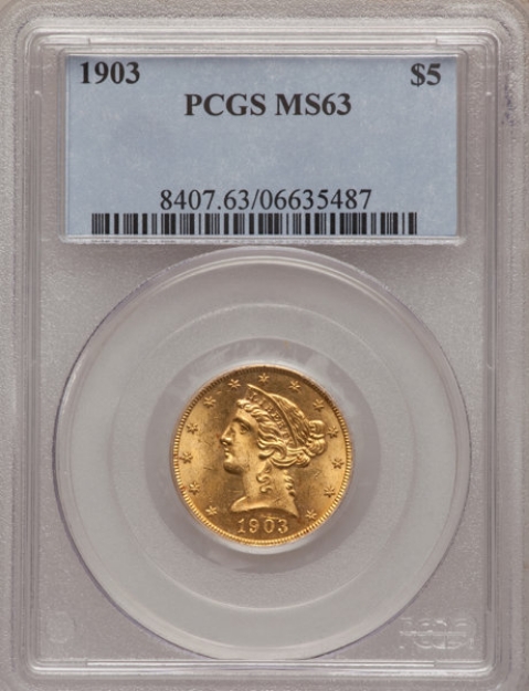 Picture of 1903 $5 Liberty Half Eagle MS63