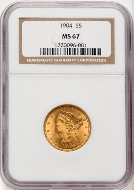 Picture of 1904 $5 Liberty Half Eagle MS67