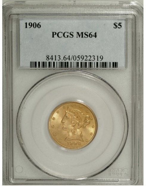 Picture of 1906 $5 Liberty Half Eagle MS64