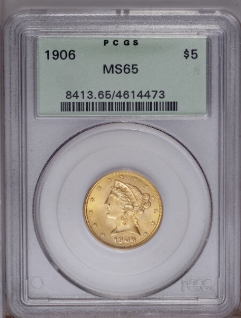 Picture of 1906 $5 Liberty Half Eagle MS65