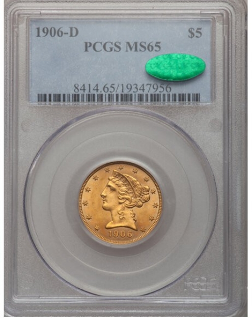 Picture of 1906D $5 Liberty Half Eagle MS65