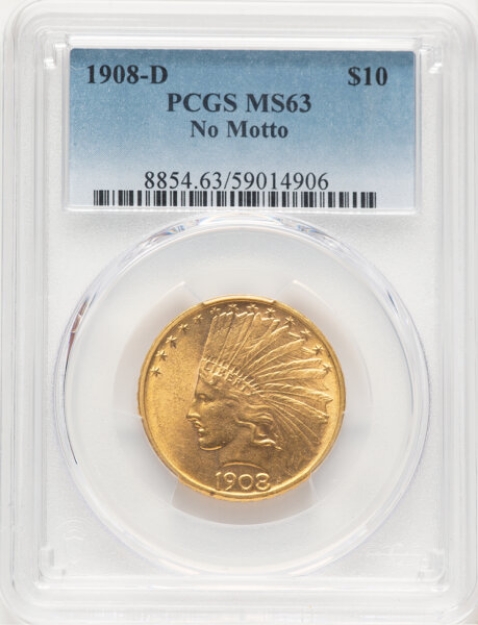 Picture of 1908DNM $10 Indian Head Eagle MS63