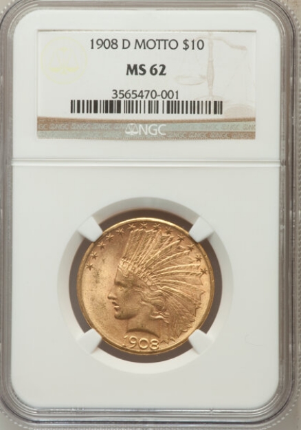 Picture of 1908DWM $10 Indian Head Eagle MS62