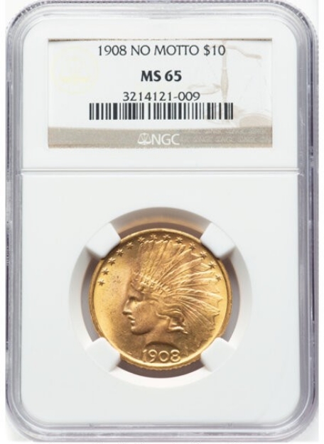 Picture of 1908NM $10 Indian Head Eagle MS65