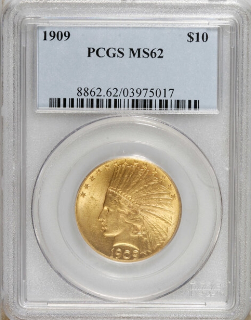 Picture of 1909 $10 Indian Head Eagle MS62