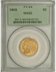 Picture of 1909 $5 Indian Head Half Eagle MS65