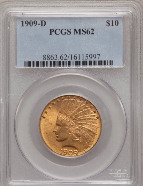 Picture of 1909D $10 Indian Head Eagle MS62